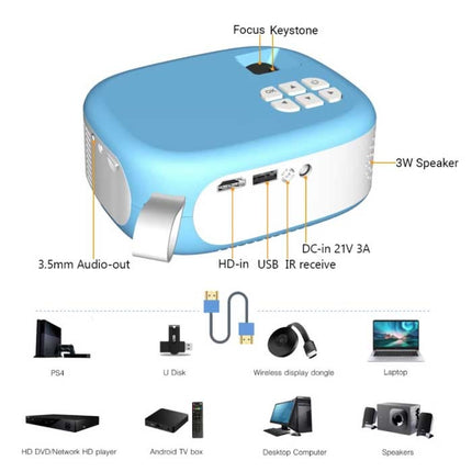 C520 Mini LED Projector - Scherm Beamer Home Theater Media Speler Wit-Blauw