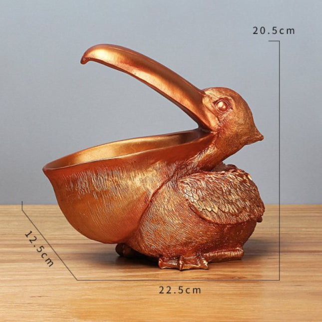 Pelikaan Beeld Sleutelhouder - Decor Miniatuur Ornament Hars Sculptuur Bureau Goud