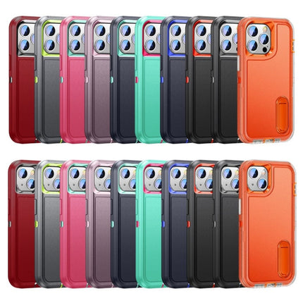 iPhone 13 Mini Armor Hoesje met Kickstand - Shockproof Cover Case Oranje