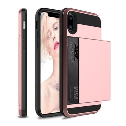 iPhone 7 Plus - Wallet Card Slot Cover Case Hoesje Business Roze