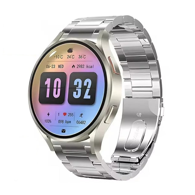 Universe Watch 6 Smartwatch - Staal Bandje - 1,40" Display - Hartslag Zuurstof Sport Tracker Horloge - Zilver