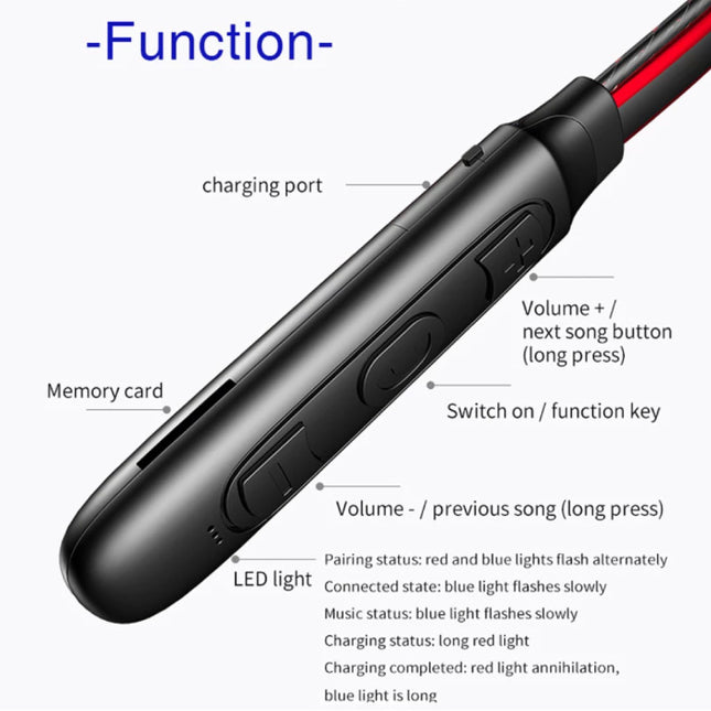 X9 Bluetooth 5.0  Oortjes met Nekband Oortelefoon iOS/Android Earphones Ecouteur Clear Sound Zwart 