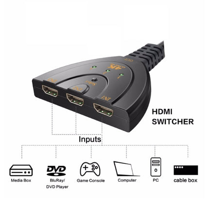 HDMI Switch 3 in 1 Splitter Converter Adapter Kabel - 4K 30Hz - 3 Poorten - Zwart