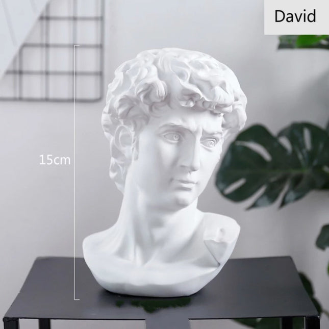 David van Michelangelo - Hoofd Standbeeld Sculptuur Decor Ornament Hars Tuin Bureau Wit