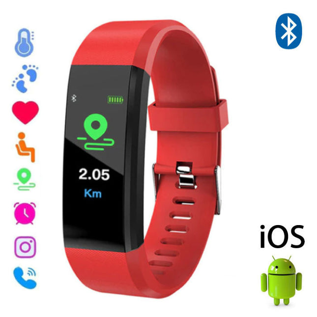 Originele ID115 Plus Smartband Fitness Sport Activity Tracker Smartwatch Smartphone Horloge iOS Android iPhone Samsung Huawei Rood
