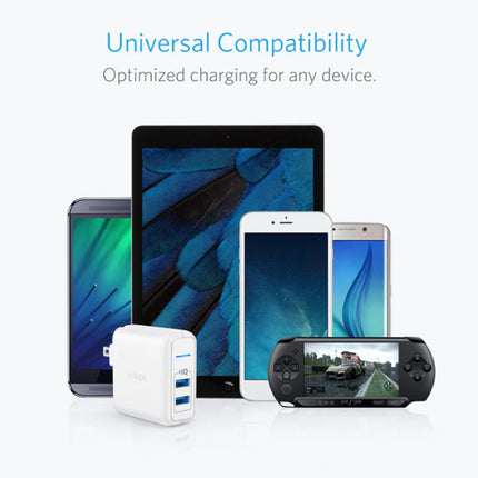 Elite Dual Port Muur Oplader Wallcharger AC Thuislader Stekkerlader Adapter Wit