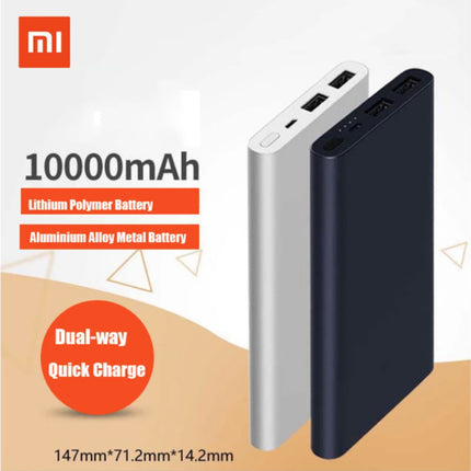 Mi Powerbank 2 - 10.000mAh met 2 Oplaadpoorten  - LED Batterijstatus Externe Noodaccu Batterij Oplader Charger Blauw