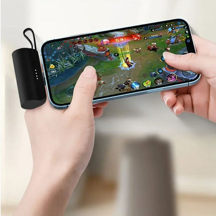 10.000mAh Mini Powerbank voor USB-C - Extra iPhone Lightning Kabel Noodaccu Batterij Oplader - Roze