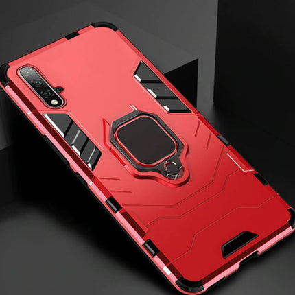 Huawei Honor 9X Pro Hoesje  - Magnetisch Shockproof Case Cover Cas TPU Rood + Kickstand
