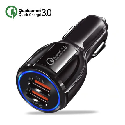 Qualcomm Quick Charge 3.0 Dual Port Autolader/Carcharger - Zwart