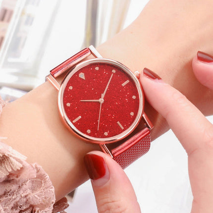 Horloge Kwarts Dames - Luxe Anoloog Uurwerk voor Vrouwen Rood