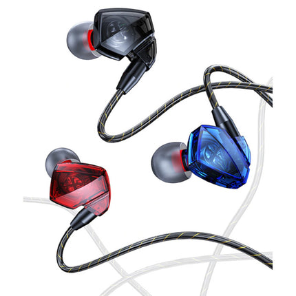 T06 Oordopjes met Microfoon en Muziek Beheer - 3.5mm AUX Oortjes Wired Earphones Oortelefoon Volumebeheer Blauw