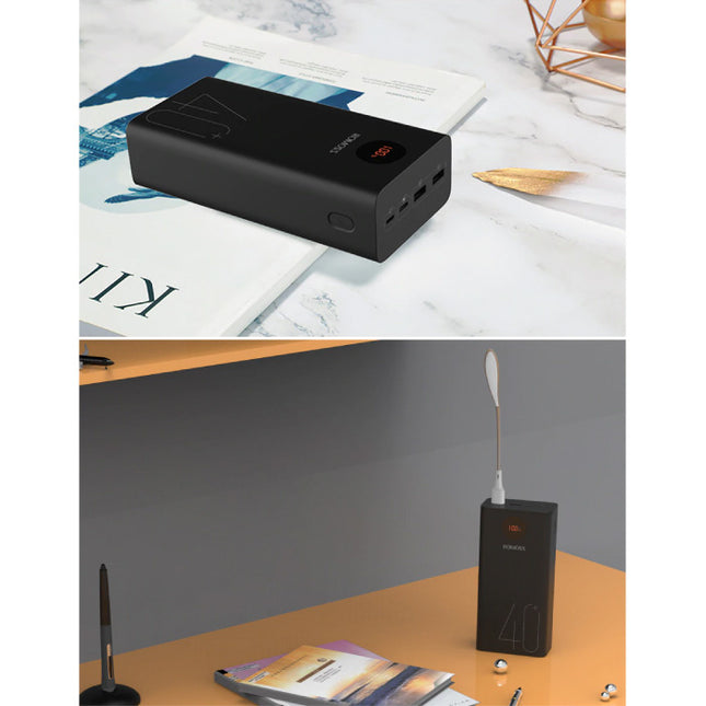 Zeus 40.000mAh Powerbank met 4 Poorten - LED Display Externe Noodaccu Batterij Oplader Charger Zwart