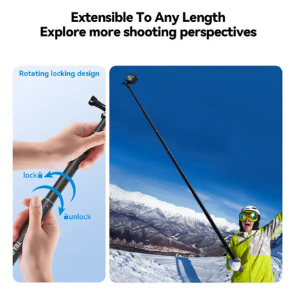 Koolstofvezel Selfie Stick 1,2 Meter - Intrekbare Vlog Statief Monopod Selfiestick - Zwart