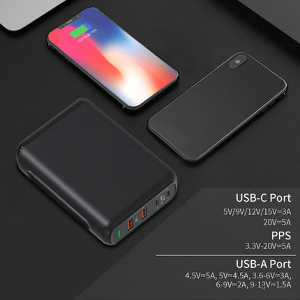 4-Port Oplaadstation - PPS / QC3.0 - 150W USB Oplader Muur Stekkerlader Wallcharger Thuislader Adapter Zwart