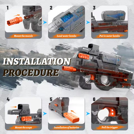 P90 Elektrische Gel Blaster Volautomatisch - Water Speelgoed Foam Shooter - Transparant Zwart