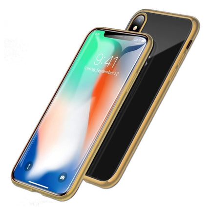 iPhone SE (2020) Magnetisch 360° Hoesje met Tempered Glass - Full Body Cover Hoesje + Screenprotector Goud