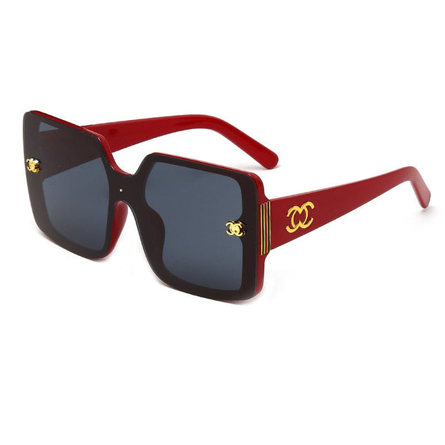 Vintage Zonnebril met Gouden Embleem voor Heren - Retro Bril Gradient Eyewear UV400 Driving Shades Rood