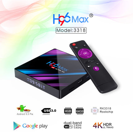 H96 Max 4K TV Box Mediaspeler Android Kodi - 4GB RAM - 32GB Opslagruimte