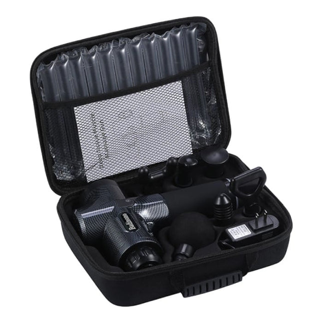 Professioneel Massage Apparaat Gun - 30 Standen - 6 Koppen - Inclusief Opbergtas - Sport en Relax - Zwart