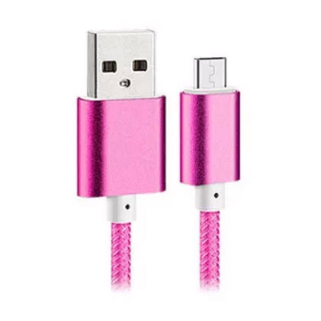 USB 2.0 - Micro-USB Oplaadkabel Gevlochten Nylon Oplader Data Kabel Data Android 1.5 Meter Roze
