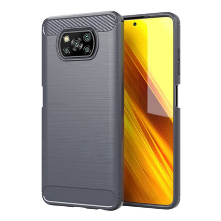 Xiaomi Poco X3 Pro Hoesje - Carbon Fiber Textuur Shockproof Case Rubber Cover Grijs