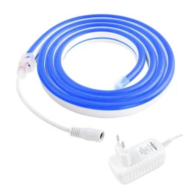 Neon LED Strip 4 Meter - Flexibele Verlichting Tube met Stekker Adapter 12V Waterdicht Blauw