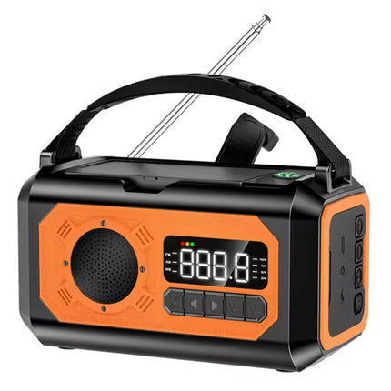 12000mAh Radio Powerbank op Zonne-energie met Dynamo - Ingebouwde Zaklamp - Batterij Oplader Noodradio Ontvanger - Oranje