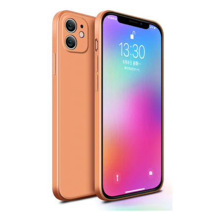 iPhone 11 Pro Max Square Silicone Hoesje - Zachte Matte Case Liquid Cover Oranje