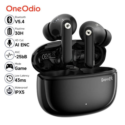 Supereq S10 Draadloze Oortjes - ANC/ENC Bluetooth 5.4 Oordopjes TWS - Zwart