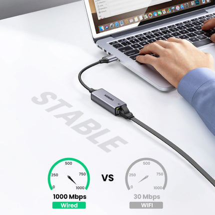 USB naar Ethernet Poort Adapter - 1000Mbps Data Overdracht Converter Hoogwaardig ABS Zwart