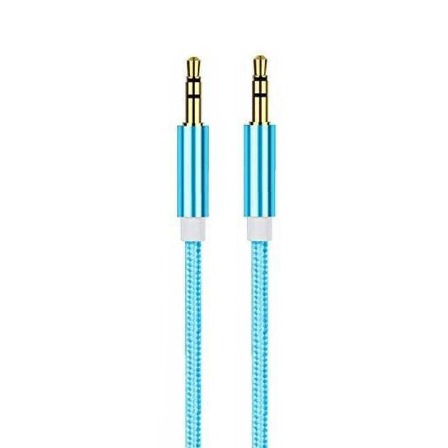 AUX Gevlochten Nylon Aluminium Audio Kabel 1 Meter Extra Sterk 3.5mm Jack Blauw