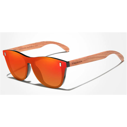 Luxe Zonnebril met Houten Montuur - UV400 en Polarisatie Filter voor Vrouwen - Oranje