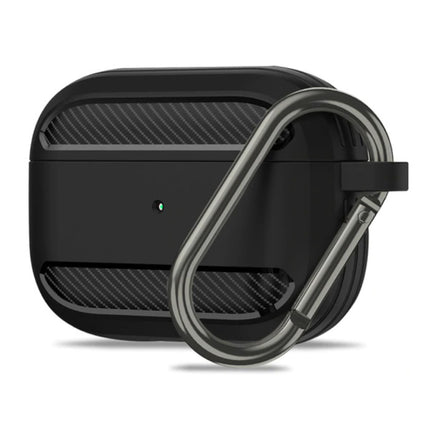 Shockproof Hoesje voor AirPods Pro  met Karabijnhaak - AirPod Case Cover Skin - Zwart