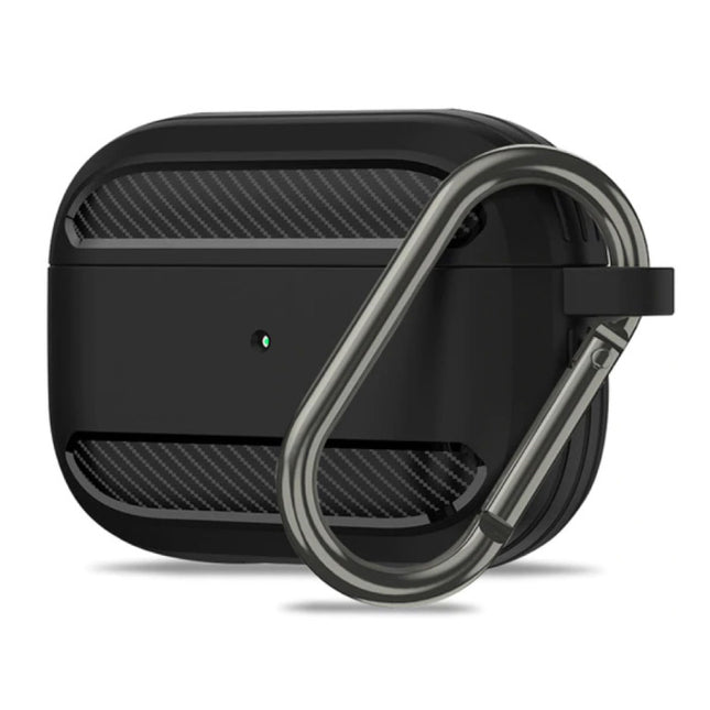 Shockproof Hoesje voor AirPods Pro  met Karabijnhaak - AirPod Case Cover Skin - Zwart