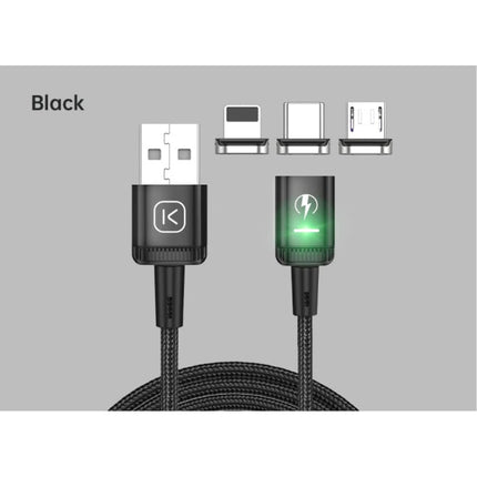 Micro-USB Magnetische Oplaadkabel 1 Meter met LED Lampje - 3A Fast Charging Gevlochten Nylon Oplader Data Kabel Android Zwart