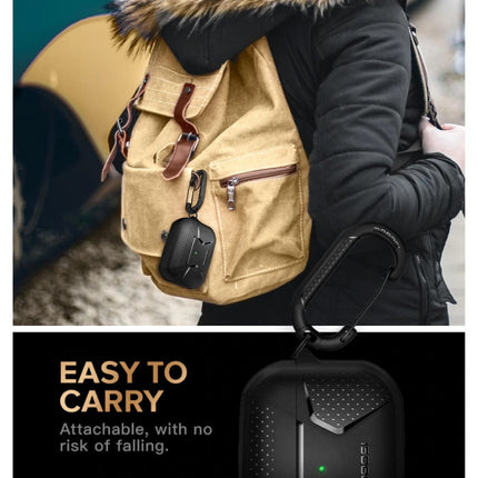 Shockproof Hoesje voor AirPods Pro met Karabijnhaak - AirPod Case Cover Skin - Zwart