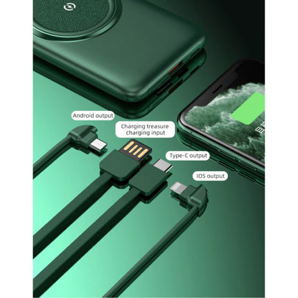 20.000mAh Qi Powerbank - Draadloos Opladen - 4 Types Oplaadkabel - USB LED Display Noodaccu Batterij Oplader Charger Zwart