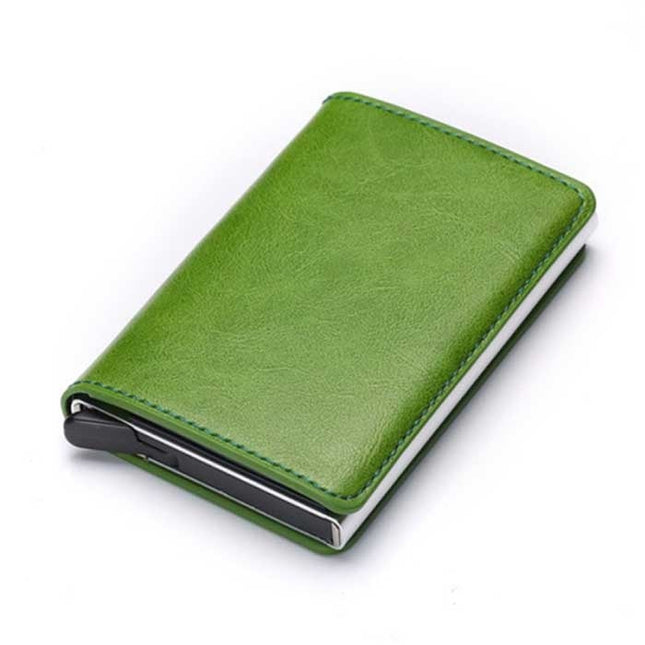 RFID Creditcard Houder Portemonnee - Vintage Leren Aluminium Etui met Geldclip Groen