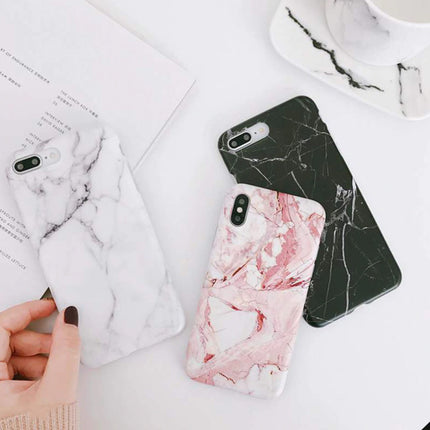iPhone XS Max Hoesje Marmer Textuur - Shockproof Glossy Case Graniet Cover Cas TPU