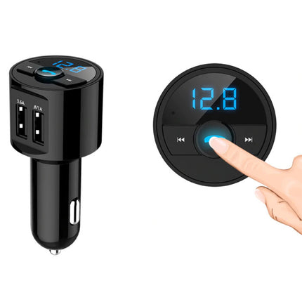 3.6A Dual USB Autolader met Bluetooth Transmitter - Handsfree Oplader FM Radio Kit Met SD-Kaart Slot Zwart