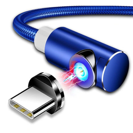 USB 2.0 - Micro-USB Magnetische Oplaadkabel 2 Meter Gevlochten Nylon Oplader Data Kabel Data Android Blauw