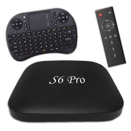 S6 Pro 4K TV Box Mediaspeler Android Kodi - 2GB RAM - 16GB Opslagruimte + Draadloos Toetsenbord