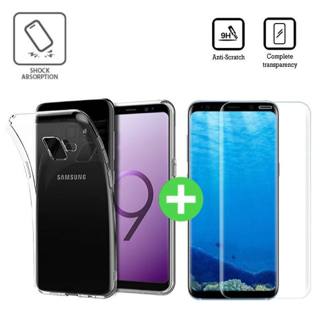 Samsung Galaxy S9 Plus Transparant TPU Hoesje + Screen Protector Tempered Glass