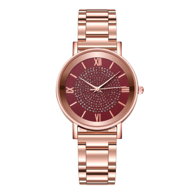 Horloge Luxe Dames - Anoloog Kwarts Uurwerk voor Vrouwen Rood