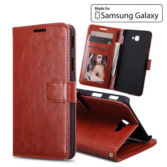 Samsung Galaxy S8 Plus - Leren Wallet Flip Case Cover Cas Hoesje Portefeuille Bruin