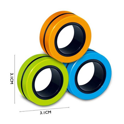 3-Pack Magnetische Ring Fidget Spinner - Anti Stress Hand Draaier Speelgoed Toy Roze-Geel-Blauw