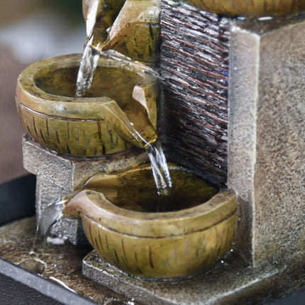 Mini Sier Waterval Feng Shui - LED Fontein Decor Ornament Lichtbruin