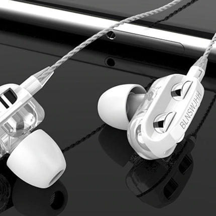 Dual Driver Oordopjes AUX 3.5mm - Oortjes Wired Earphones Oortelefoon Wit