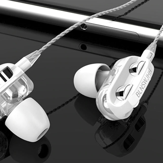 Dual Driver Oordopjes AUX 3.5mm - Oortjes Wired Earphones Oortelefoon Wit